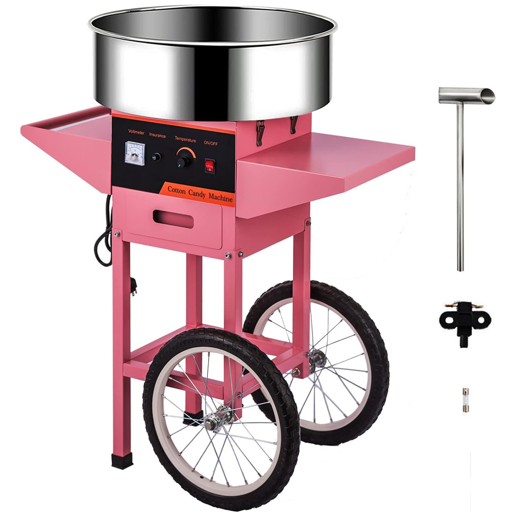 Candy Floss Machine Commercial - Tekerlekli Arabalı Ticari Pembe Pamuk Şeker
