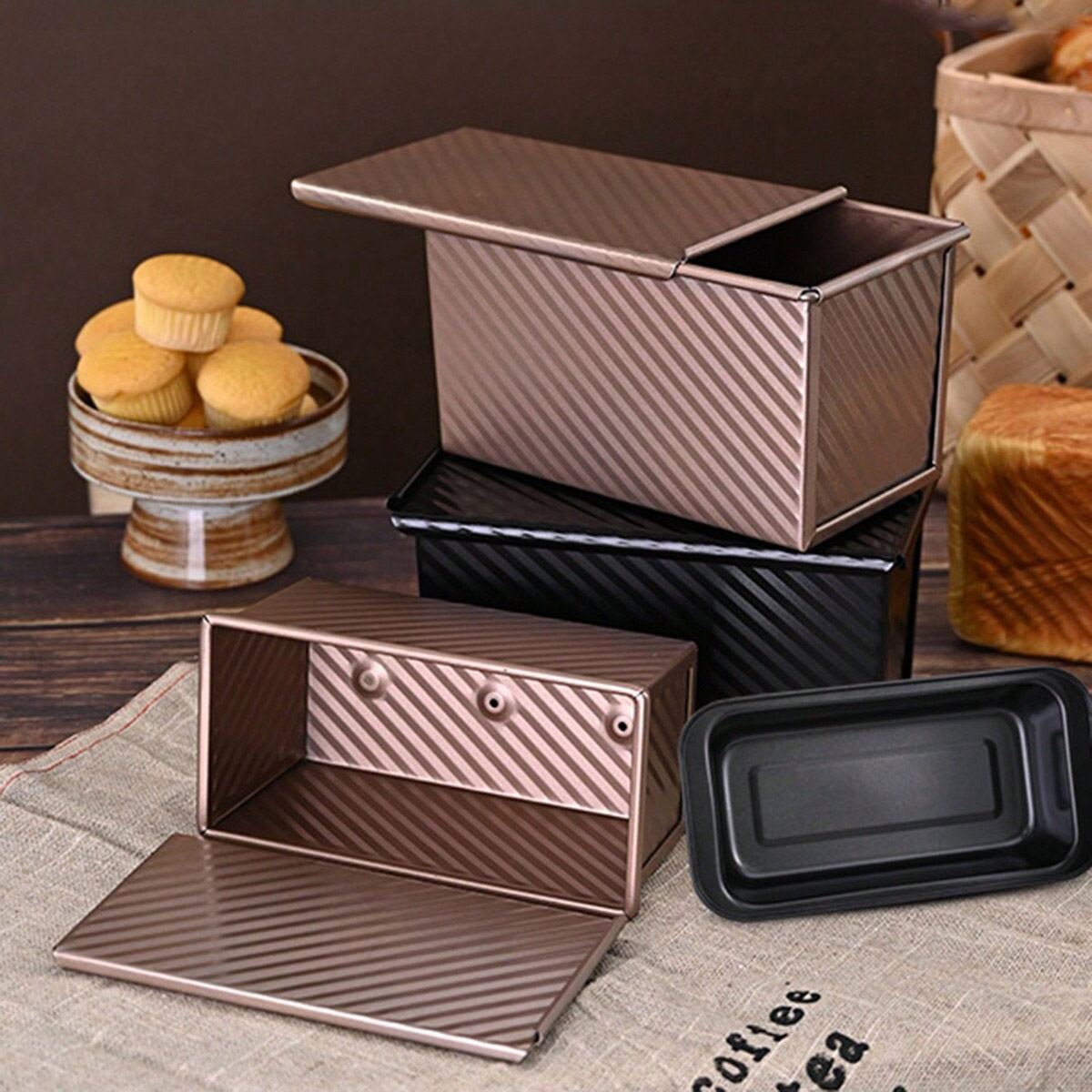 Rotary Bakery Oven - 1 adet Kapaklı Altın Ekmek Kalıbı